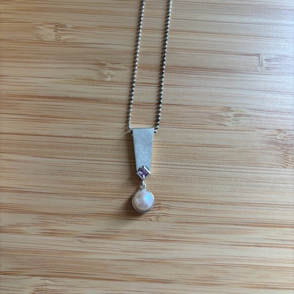 Pearl and Pink Tourmaline necklace - Picture 2 of 2